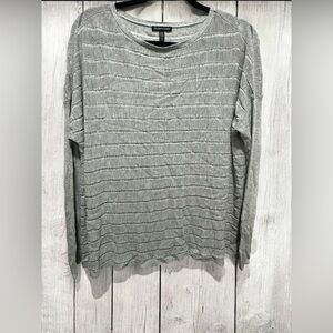 Eileen Fisher Long Sleeve Gray Sheer Top EUC SIZE LARGE